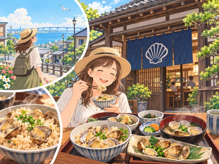 あさり料理と港町を組み合わせた食の旅のイメージ図